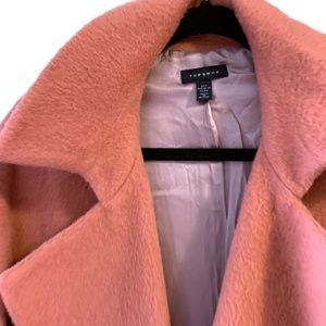 TOPSHOP PINK WOOL PEACOAT